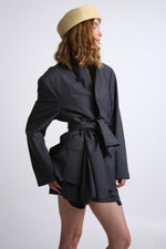 Cargar imagen en el visor de la galería, BLAZER MANTO - TALLA S/M - GRIS OXFORD
