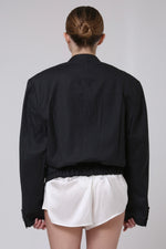 Cargar imagen en el visor de la galería, BLAZER KEI - TALLA M/L - GRIS OXFORD RAYAS
