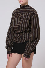 Cargar imagen en el visor de la galería, CAMISA ENSO - UNITALLA - CAFÉ RAYAS
