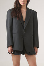 Cargar imagen en el visor de la galería, BLAZER ENSO - TALLA M - GRIS OXFORD TEXTURA RAYAS
