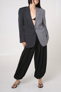 BLAZER DU - TALLA S - MITAD GRIS CLARO y GRIS OSCURO RAYA DIPLOMÁTICAS