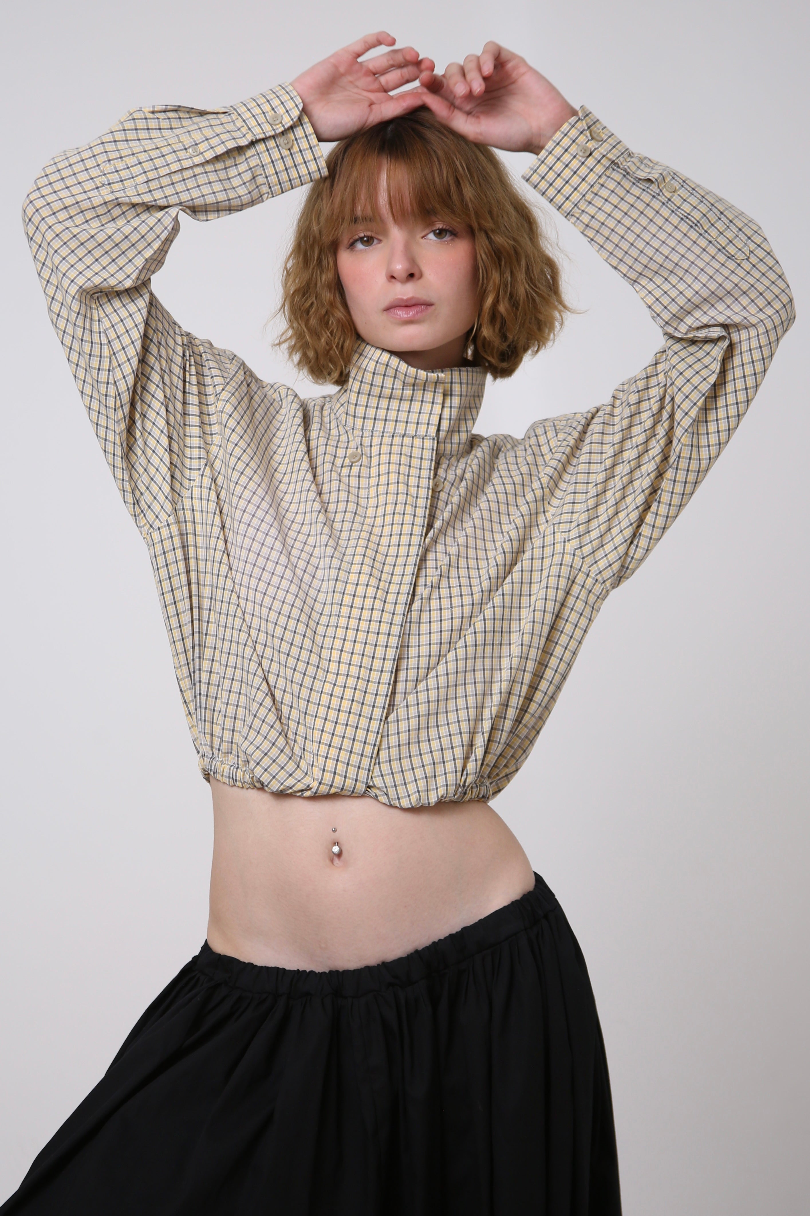 CAMISA NEKKU - TALLA S/M - AMARILLA CUADROS