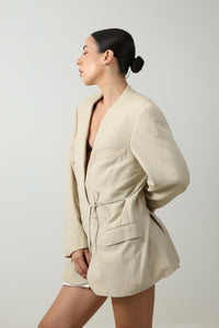 BLAZER KIMONO - TALLA M - BEIGE