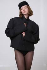 Cargar imagen en el visor de la galería, BLAZER JUN - TALLA M/L - GRIS OXFORD RAYAS DIPLOMÁTICAS
