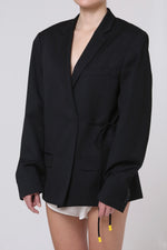 Cargar imagen en el visor de la galería, BLAZER KIMONO - MH X MITSA. - TALLA M - NEGRO
