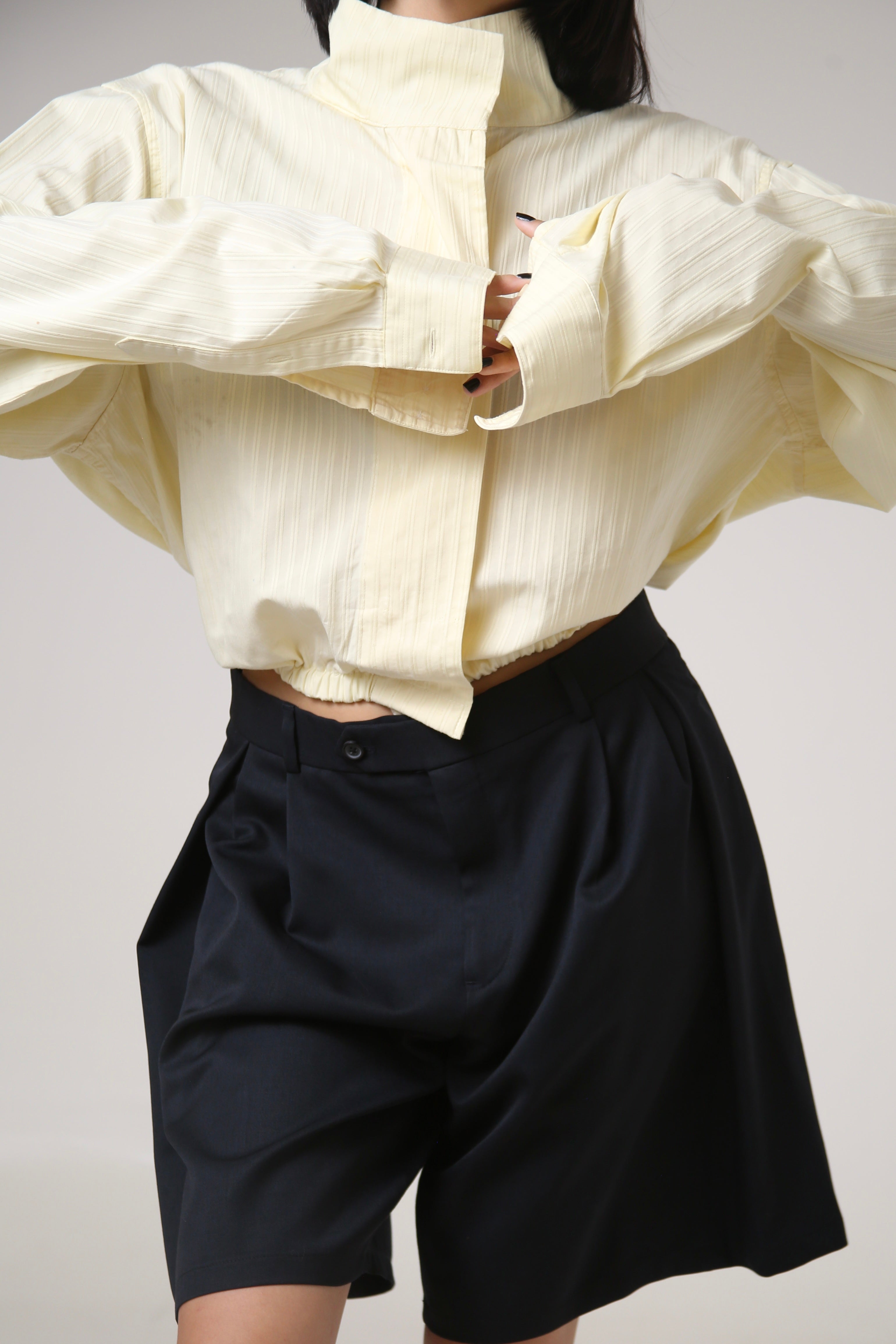 CAMISA NEKKU - TALLA M - AMARILLO TEXTURA RAYAS