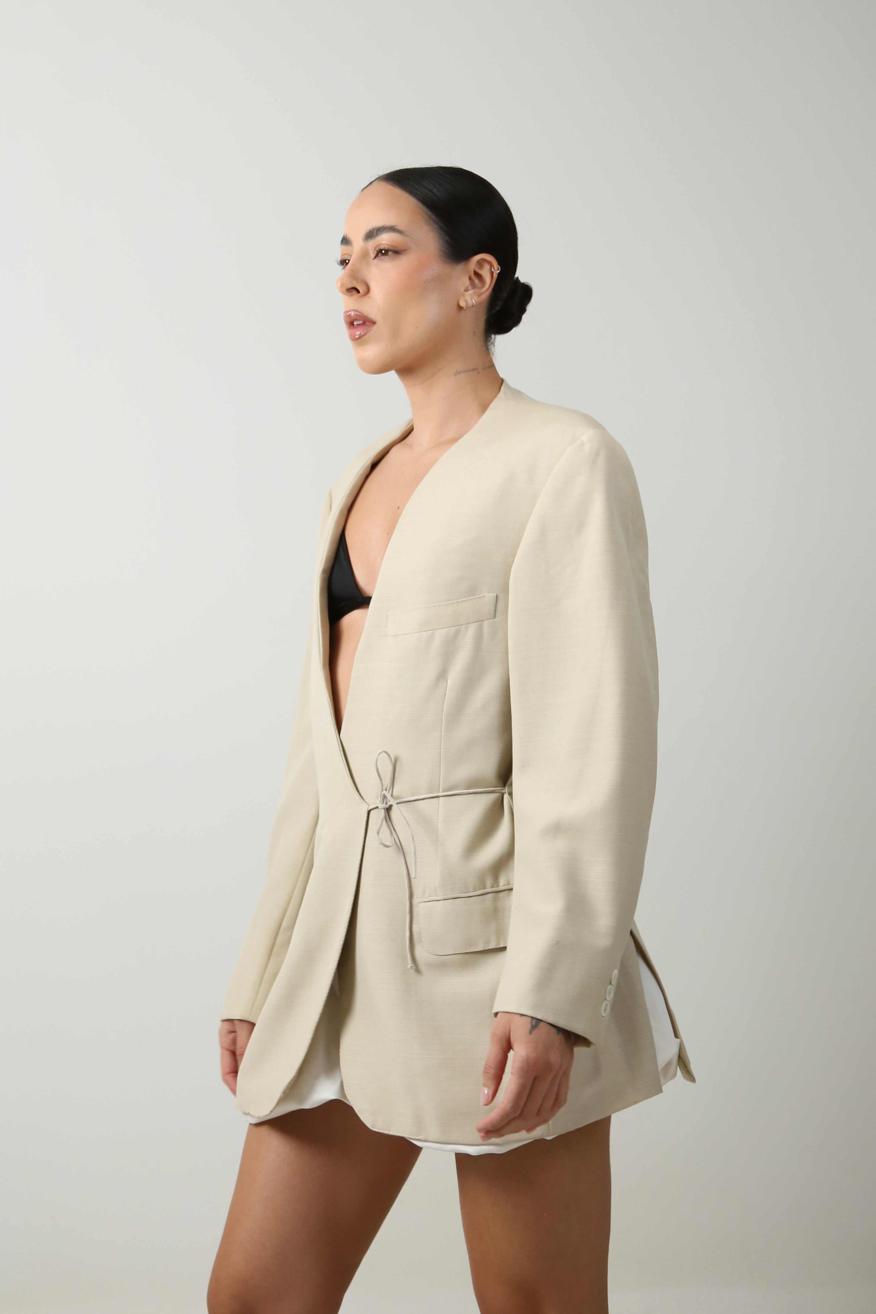 BLAZER KIMONO - TALLA M - BEIGE