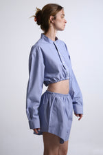 Cargar imagen en el visor de la galería, SET BOTAN - TALLA M - AZUL TEXTURA CUADROS
