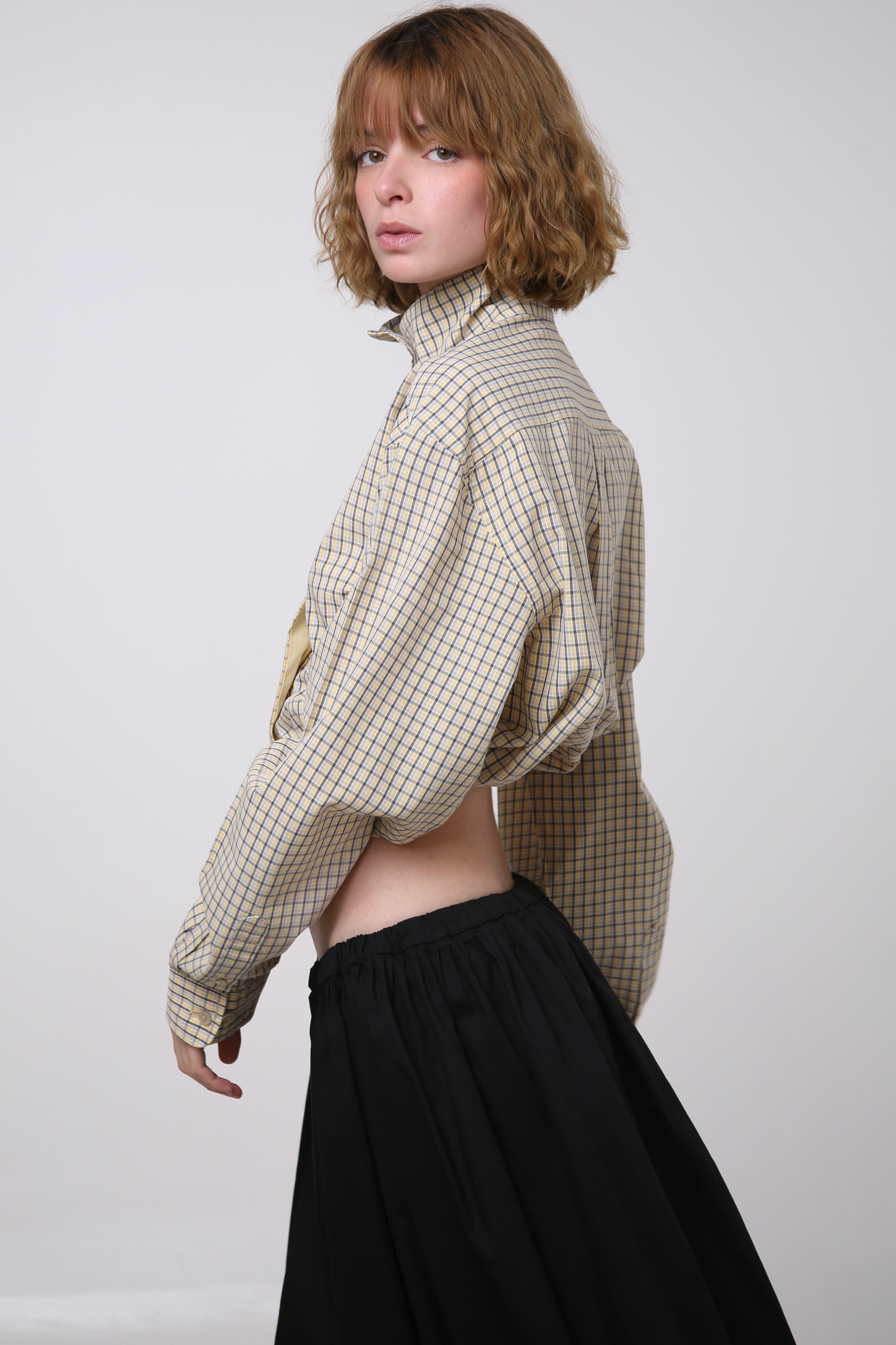 CAMISA NEKKU - TALLA S/M - AMARILLA CUADROS