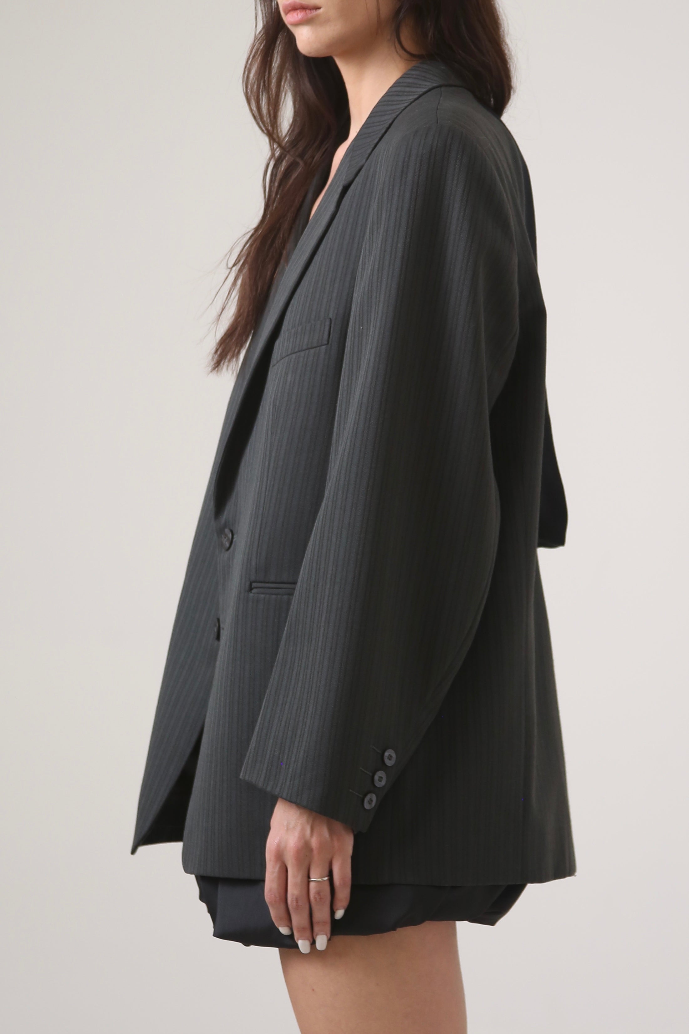BLAZER ENSO - TALLA M - GRIS OXFORD TEXTURA RAYAS
