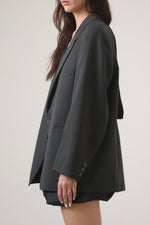 Cargar imagen en el visor de la galería, BLAZER ENSO - TALLA M - GRIS OXFORD TEXTURA RAYAS
