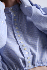 Cargar imagen en el visor de la galería, SET BOTAN - TALLA S/M - AZUL CUADROS BLANCOS
