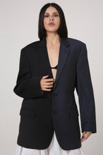 Cargar imagen en el visor de la galería, BLAZER DU - TALLA M - MITAD GRIS OXFORD Y AZUL RAYAS DIPLOMÁTICAS
