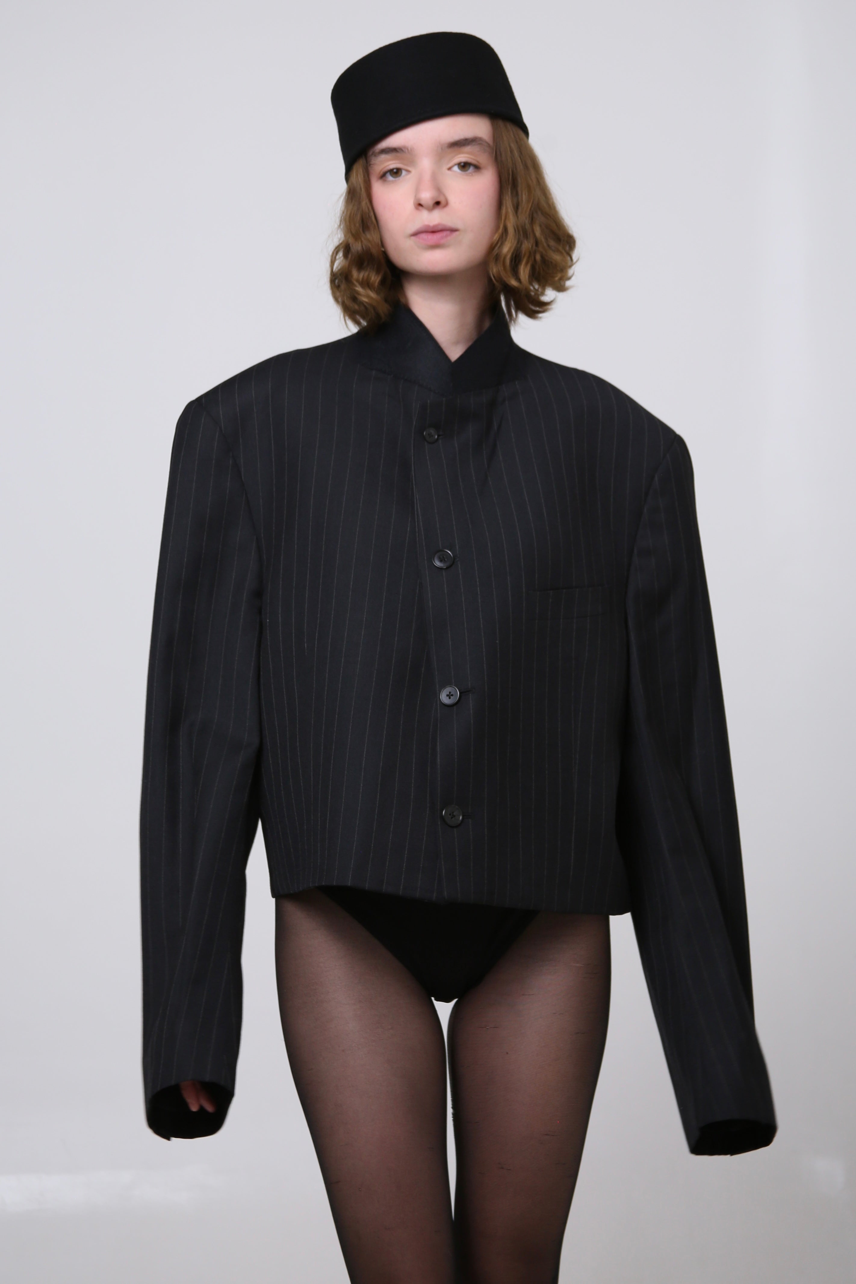 BLAZER JUN - TALLA M/L - GRIS OXFORD RAYAS DIPLOMÁTICAS