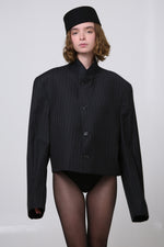 Cargar imagen en el visor de la galería, BLAZER JUN - TALLA M/L - GRIS OXFORD RAYAS DIPLOMÁTICAS
